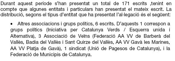 Extracte del pla d''aeroports i heliports de Catalunya (2009-2015) on queda constncia que l'AVV de Gav Mar va presentar allegacions a la primera versi d'aquest pla d'aeroports i heliports de Catalunya
